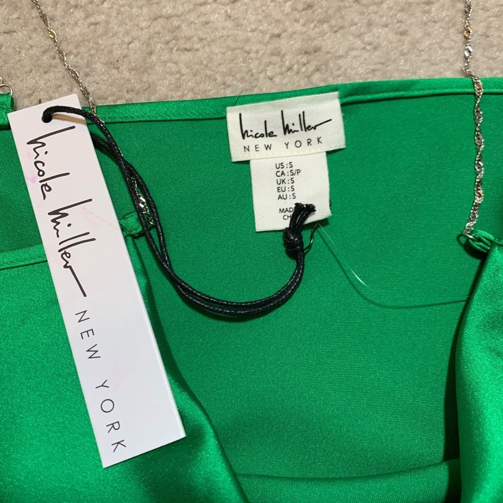 Nicole Miller Emerald‎ Green Satin Camisole Women Small NWT - Picture 7 of 7